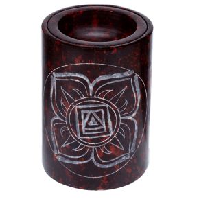 Deep Red Soapstone Carved Chakra Oil Burner Deep Red Soapstone Carved Chakra Oil Burner