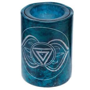 Turquoise Soapstone Carved Chakra Oil Burner Turquoise Soapstone Carved Chakra Oil Burner