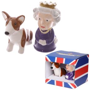 Queen & Corgi Ceramic Salt & Pepper Set Queen & Corgi Ceramic Salt & Pepper Set