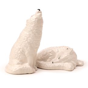 White Wolf Ceramic Salt & Pepper Set White Wolf Ceramic Salt & Pepper Set