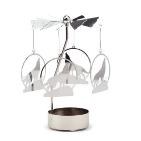 Howling Wolf Rotating Carousel Spinning Tea Light Candle Holder Howling Wolf Rotating Carousel Spinning Tea Light Candle Holder