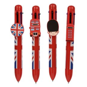 London Souvenir Union Jack Multi Colour Pen with Charm (6 Colours) London Souvenir Union Jack Multi Colour Pen with Charm (6 Colours)