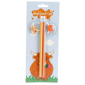 Highland Coo Cow Set of 2 PVC Charm Pencils Highland Coo Cow Set of 2 PVC Charm Pencils