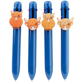 Highland Coo Multi Colour Pen with Cow with Charm (6 Colours) Highland Coo Multi Colour Pen with Cow with Charm (6 Colours)