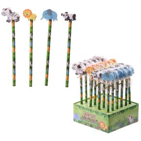Jungle Animal Elephant, Panda, Lion, Zebra Pencil & Eraser Topper Jungle Animal Elephant, Panda, Lion, Zebra Pencil & Eraser Topper