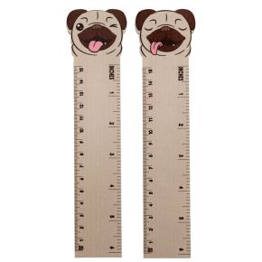 Mopps Pug Shaped Top Wooden Ruler (15cm) Mopps Pug Shaped Top Wooden Ruler (15cm)