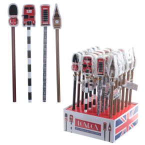 London Souvenir Guardsman, Bus, Telephone Box, Big Ben Pencil & Eraser Topper London Souvenir Guardsman, Bus, Telephone Box, Big Ben Pencil & Eraser Topper