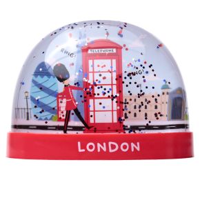 London Souvenir Red Telephone Box & Guardsman Large Glitter Snow Storm London Souvenir Red Telephone Box & Guardsman Large Glitter Snow Storm