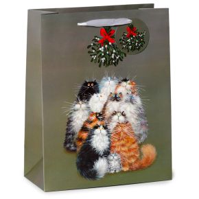 Kim Haskins Cats Christmas Mistletoe Gift Bag Large Kim Haskins Cats Christmas Mistletoe Gift Bag Large