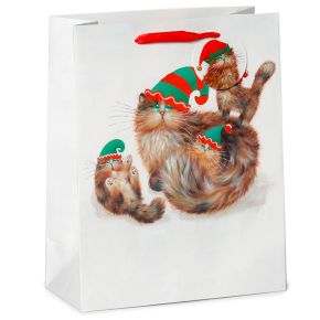 Kim Haskins Cats Christmas Elves Gift Bag Large Kim Haskins Cats Christmas Elves Gift Bag Large