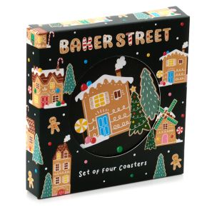 Christmas Baker Street Set of 4 Cork Coasters Christmas Baker Street Set of 4 Cork Coasters