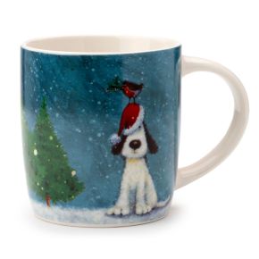 Jan Pashley Christmas Dog & Robin Porcelain Mug Jan Pashley Christmas Dog & Robin Porcelain Mug