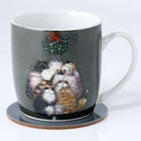 SECONDS Kim Haskins 12 Cats of Christmas Porcelain Mug & Coaster Set SECONDS Kim Haskins 12 Cats of Christmas Porcelain Mug & Coaster Set