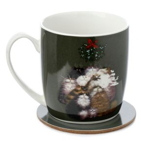 Kim Haskins 12 Cats of Christmas Porcelain Mug & Coaster Set Kim Haskins 12 Cats of Christmas Porcelain Mug & Coaster Set