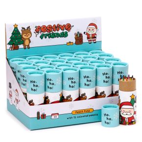 Christmas Festive Friends Pencil Pot with 12 Colouring Pencils Christmas Festive Friends Pencil Pot with 12 Colouring Pencils
