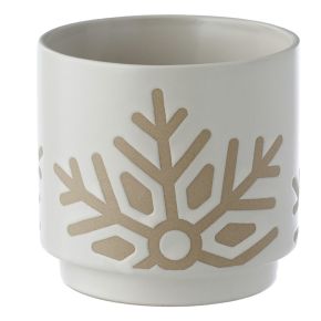 Christmas Snowflake White Stoneware Indoor Plant Pot Small Christmas Snowflake White Stoneware Indoor Plant Pot Small