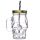 Glass Skull Drinking Jar with Metal Lid & Stripy Straw